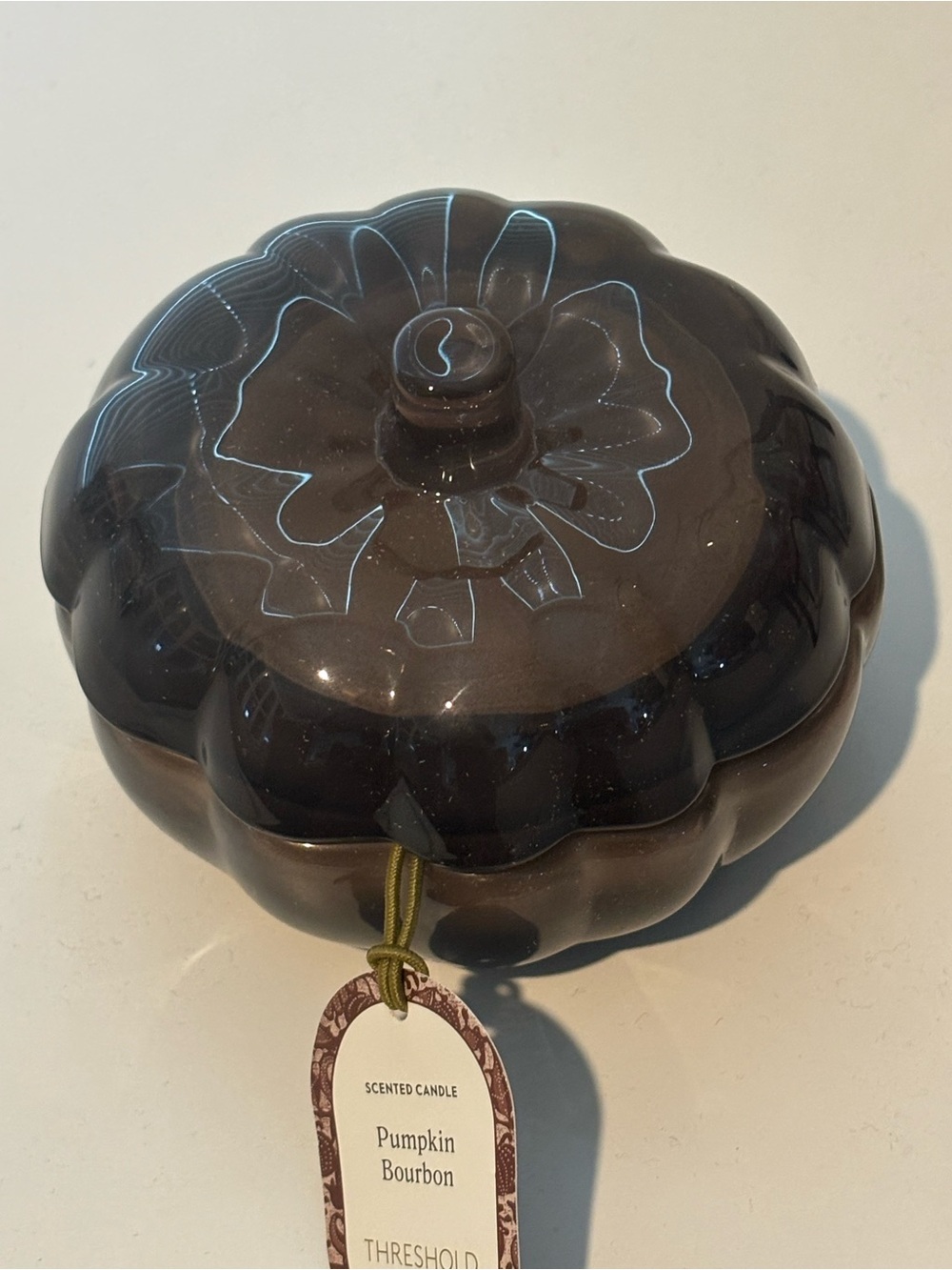 Threshold Pumpkin Bourbon Scented Candle Tag - Brown and Cream